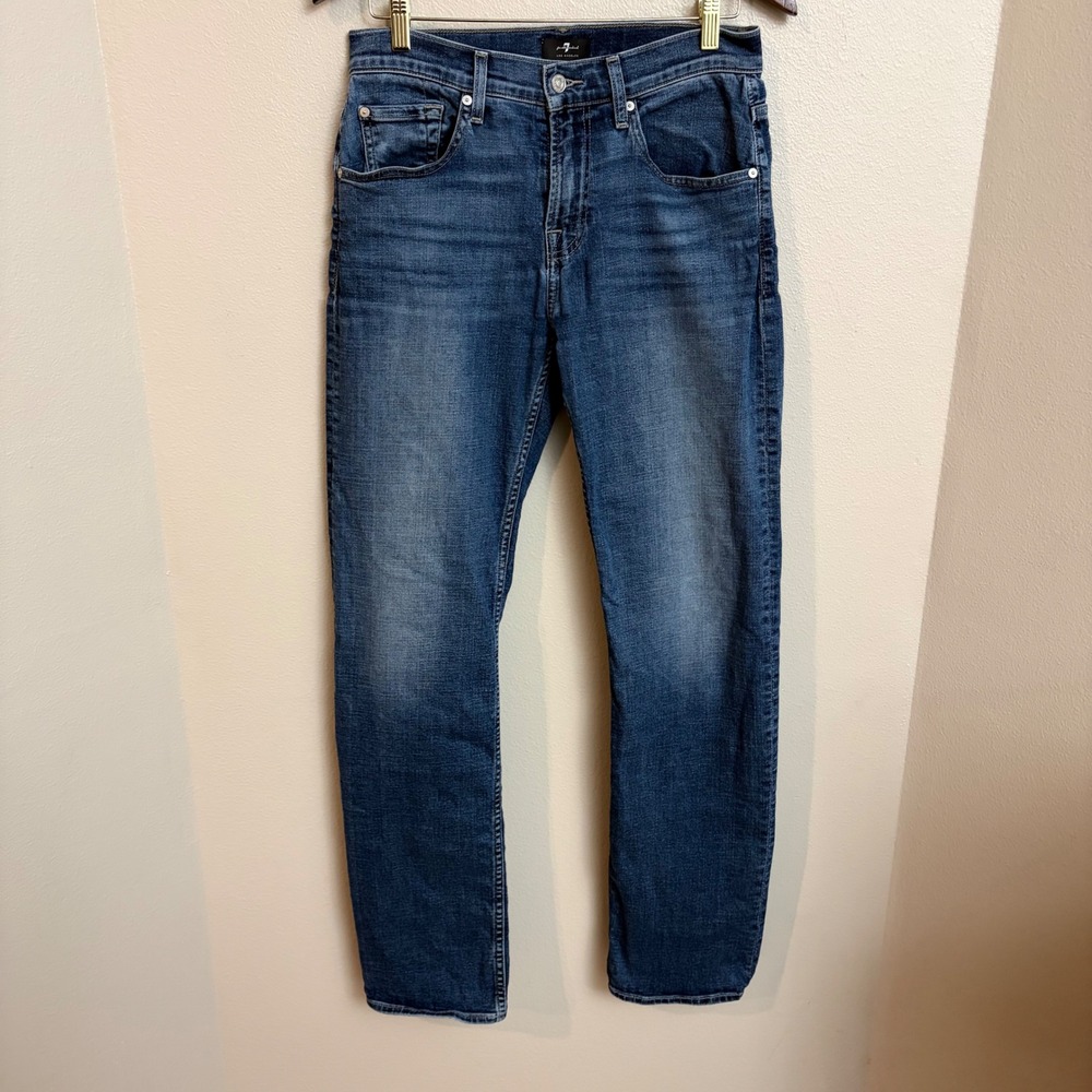 7 For All Mankind Austyn Jeans 30 Relaxed Straight Leg Blue Denim Designer